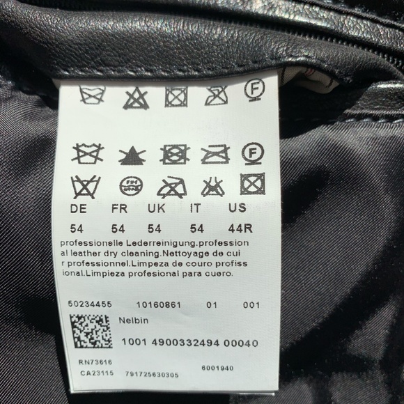 BOSS Mens Black 100% Lamb Leather Moto Jacket - Picture 10 of 14